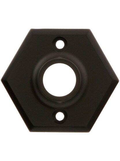 2 1/2 inch Forged Brass Hexagonal Rosette With 21/32 inch Collar In Oil-Rubbed Bronze.